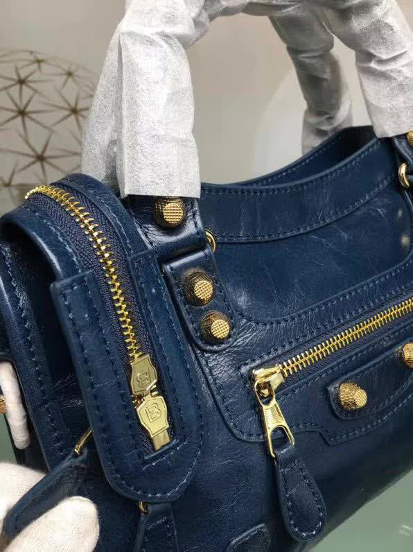 BALENCIAG巴黎世家 義大利進口原版油蠟頭層牛皮 香皮小銀釘 手提肩背斜挎包  BL1273
